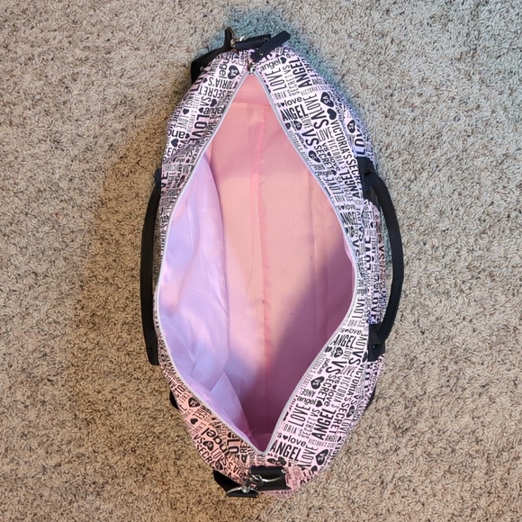 Victoria's Secret CLASSIC Pink & Black Duffle Weekender Bag VS Y2K - Picture 9 of 10